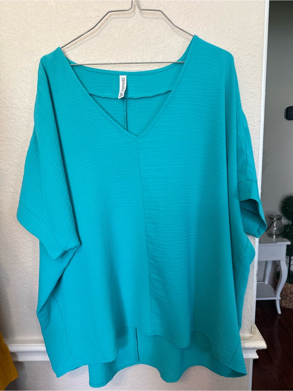 V-Neck Lightweight Women's Top in Turquoise ZENANA XL - Picture 6 of 8